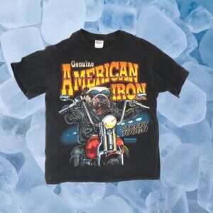 Vintage American Iron 90's Biker T-Shirt Large Black